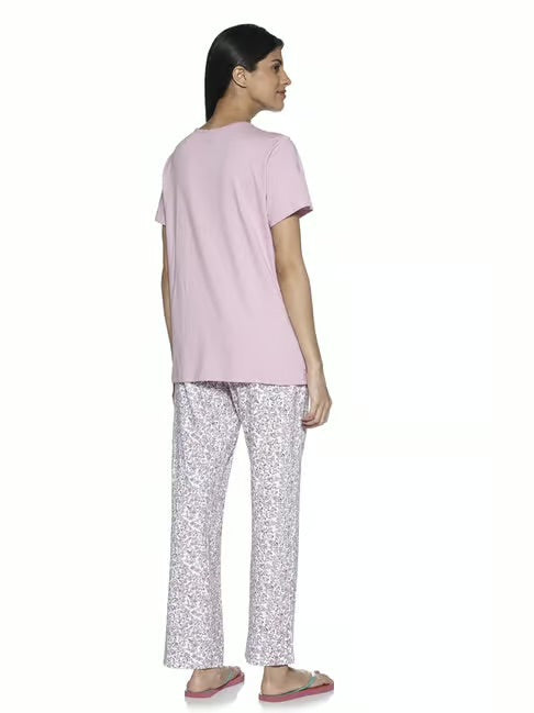 Cotton Straight Leg Blue Print Pyjama Set Nightsuit