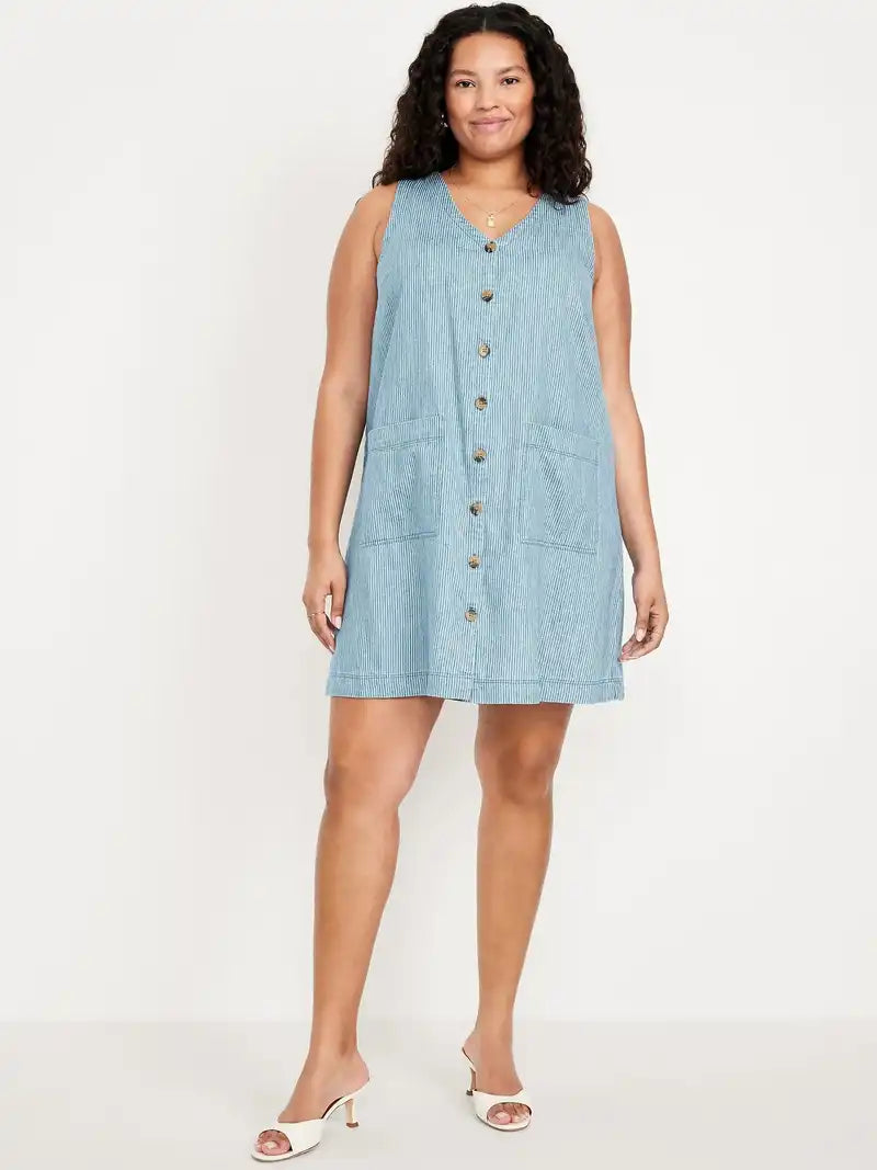 Button-Front Mini Dress