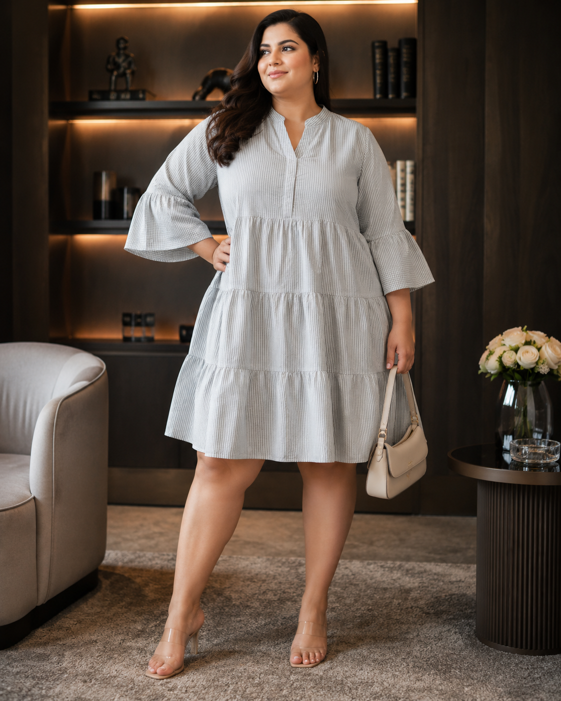 PLUS SIZE STRIPED DRESS