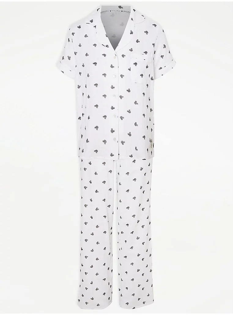 Mickey Mouse Cheesecloth White Shirt Pyjamas