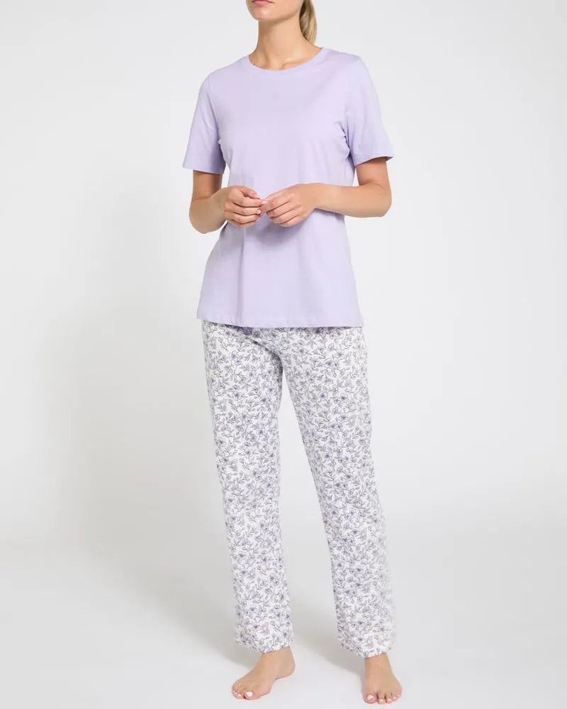 Cotton Straight Leg Blue Print Pyjama Set Nightsuit