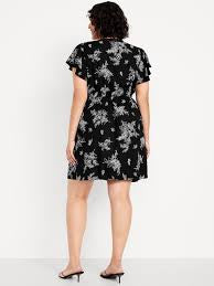 Fit & Flare Lace-Trim Mini Dress