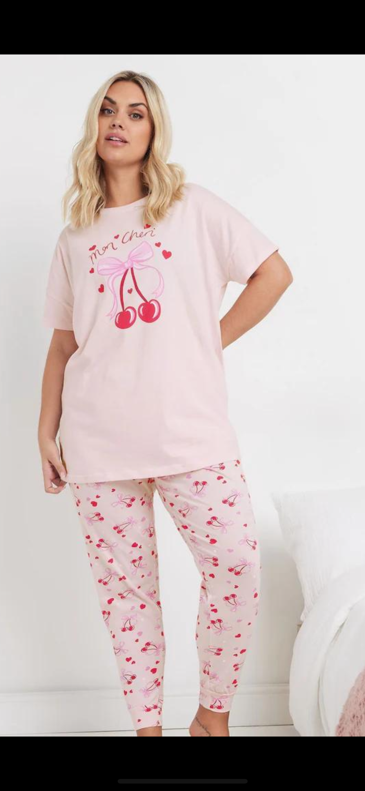 CHERRY LONG TEE PJ SET NIGHTSUIT