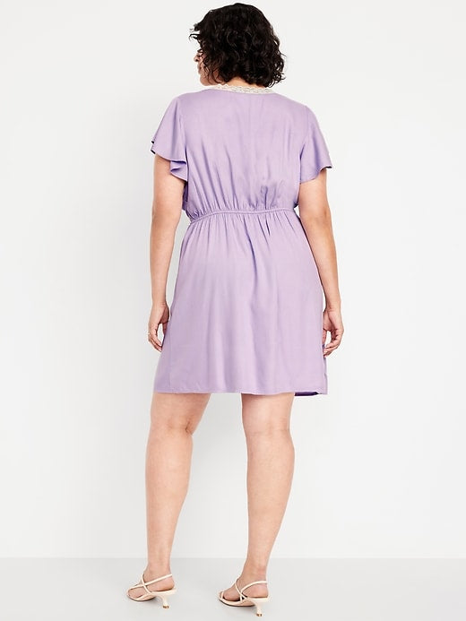 Fit & Flare Lace-Trim Mini Dress