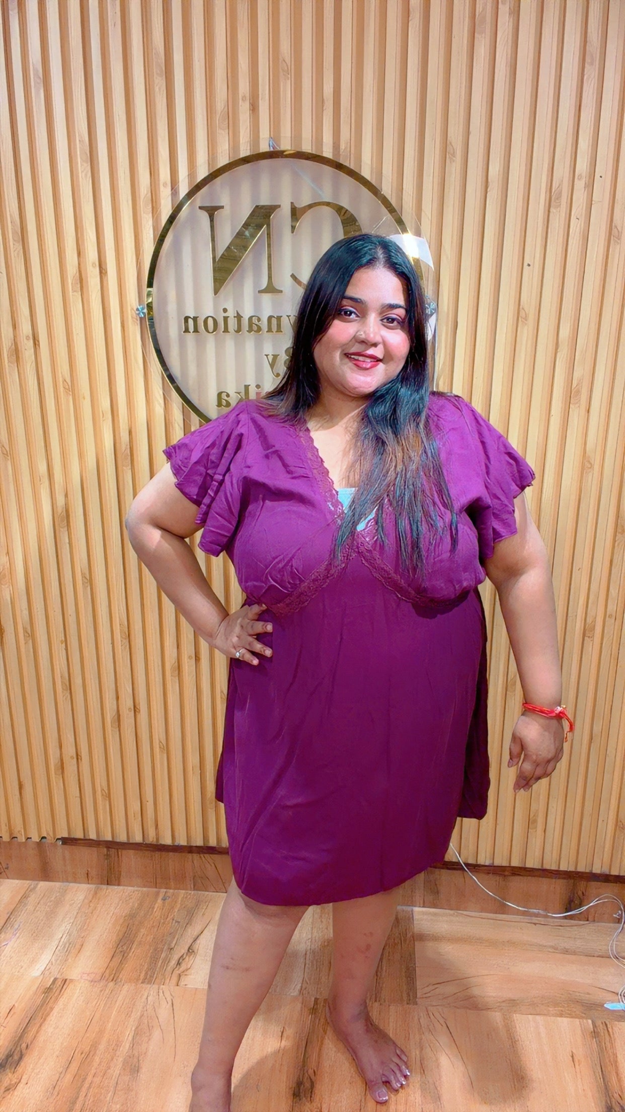 Fit & Flare Lace-Trim Mini Dress