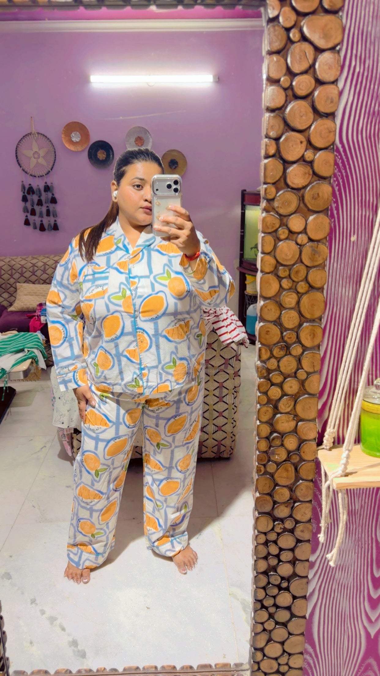 Croissant cotton pyjama set