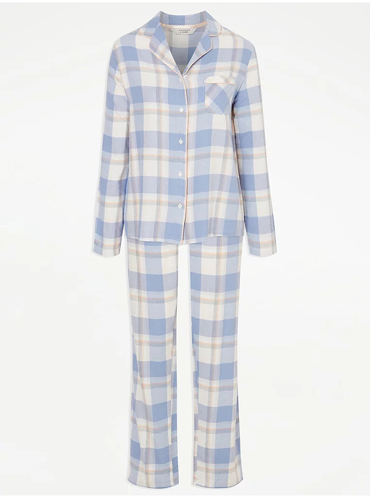 Blue Checked Shirt Pyjama Set