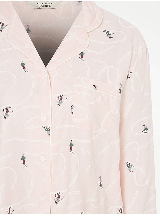 Pink Skier Shirt Pyjama Set