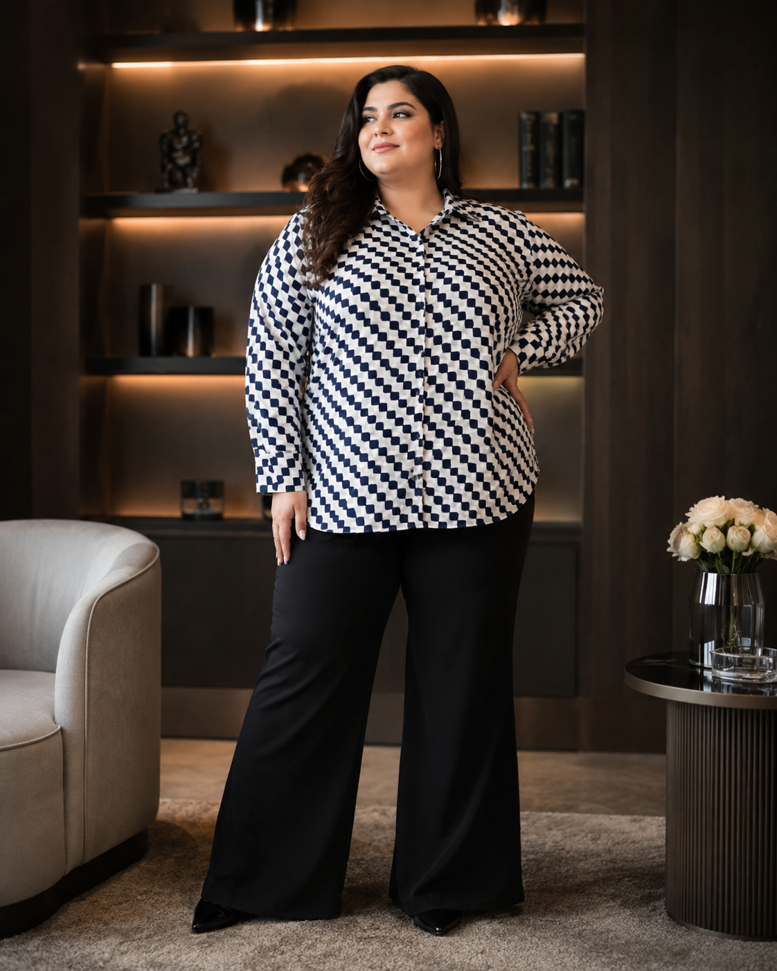 PLUS SIZE CHECKERED SHIRT