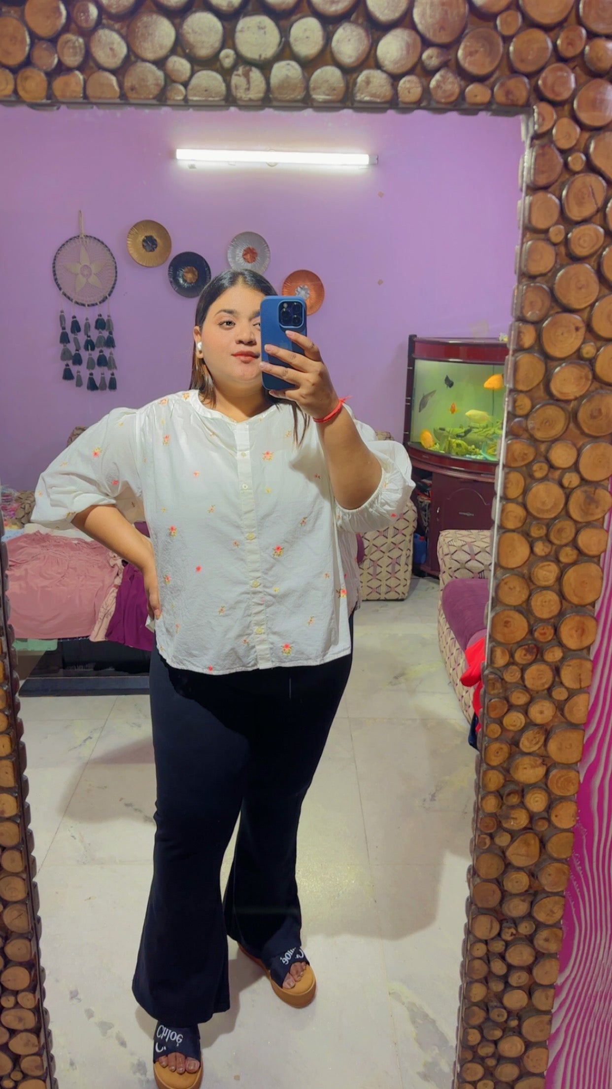 Button-Down Floral embroidered Shirt