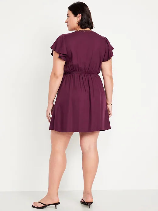 Fit & Flare Lace-Trim Mini Dress