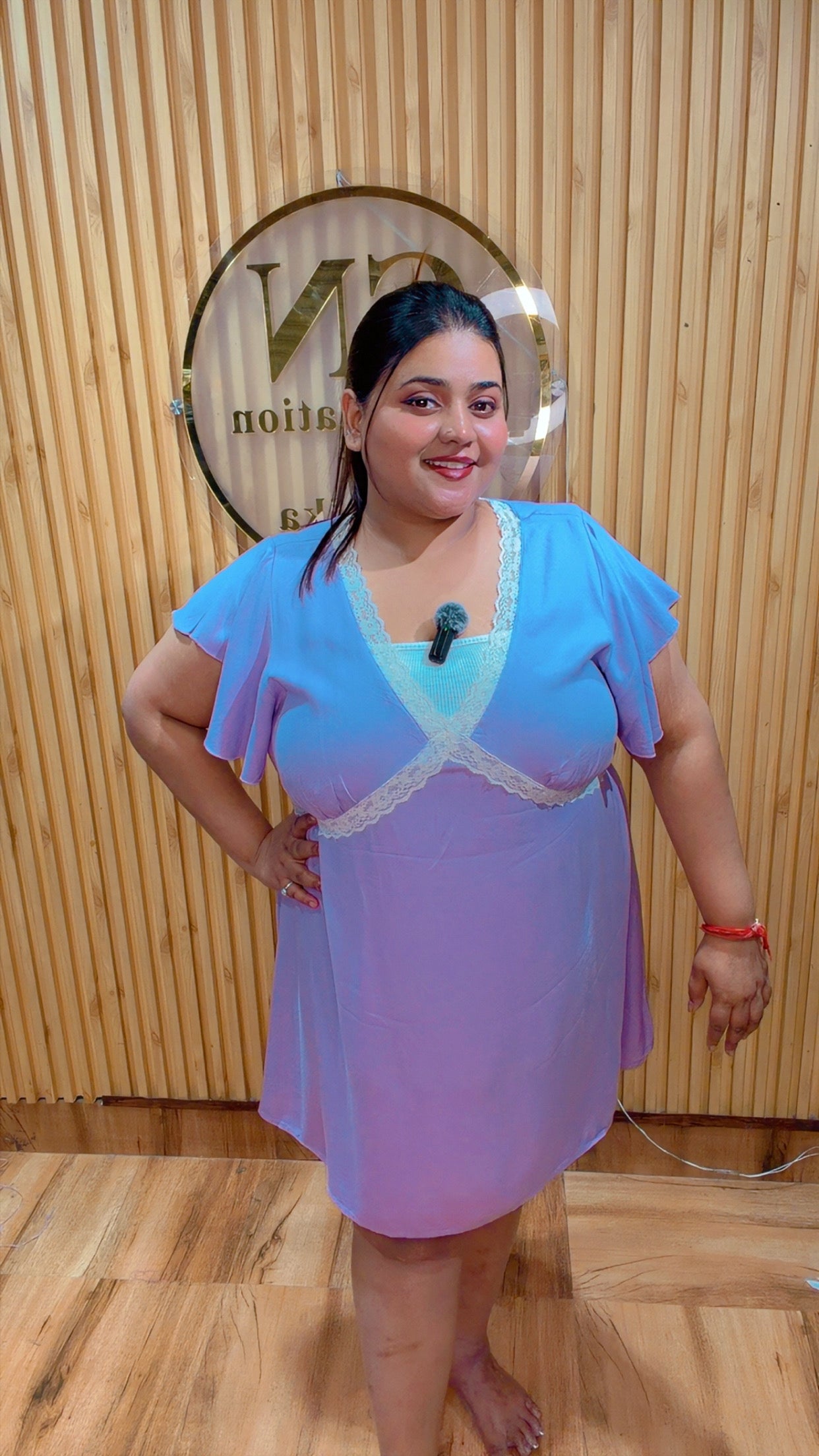 Fit & Flare Lace-Trim Mini Dress