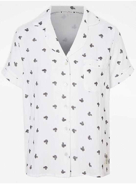 Mickey Mouse Cheesecloth White Shirt Pyjamas