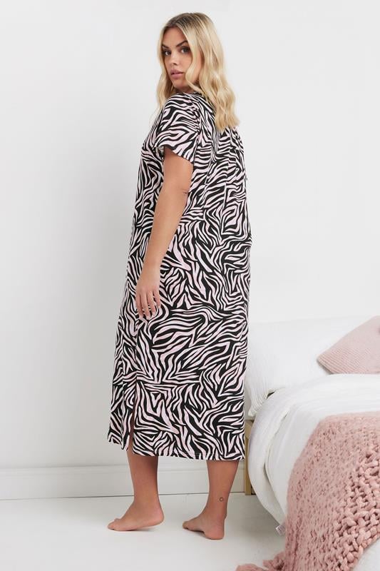 Pink Zebra Heart Print Midi Nightdresses