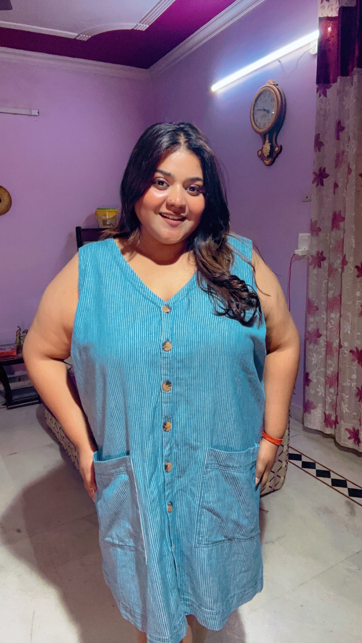 Button-Front Mini Dress