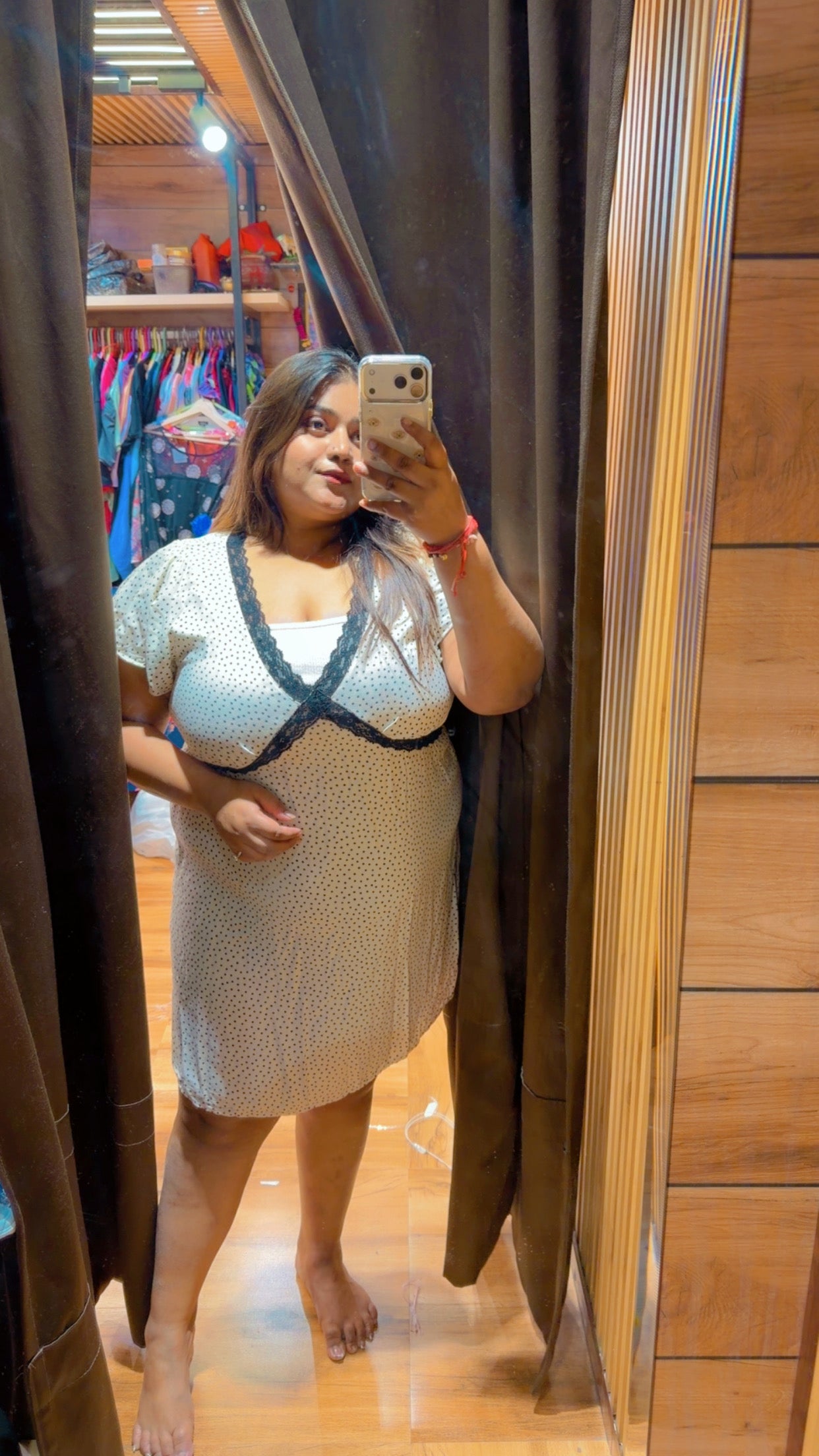 Fit & Flare Lace-Trim Mini Dress