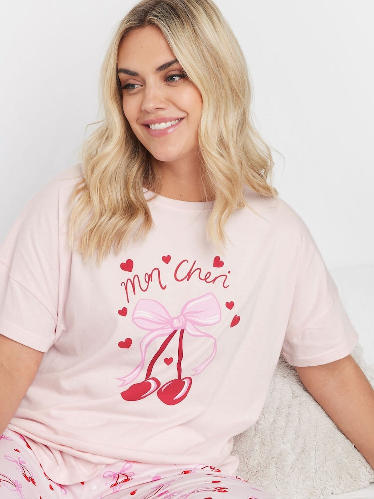 CHERRY LONG TEE PJ SET NIGHTSUIT