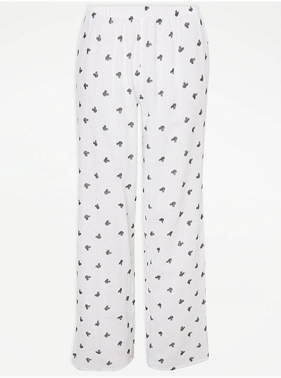 Mickey Mouse Cheesecloth White Shirt Pyjamas