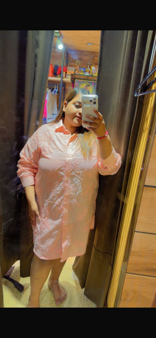 EMBROIDERED SHIRT TUNIC DRESS
