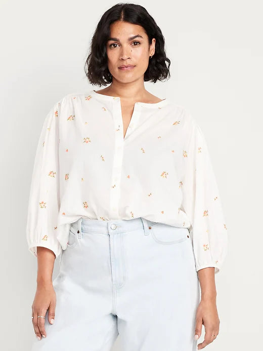 Button-Down Floral embroidered Shirt