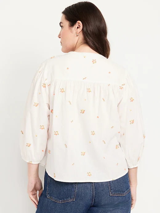 Button-Down Floral embroidered Shirt