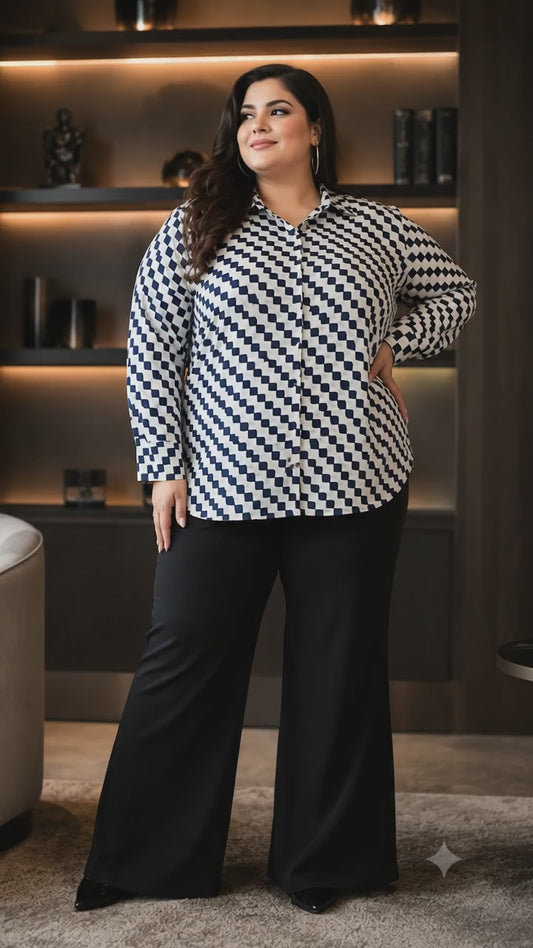 PLUS SIZE CHECKERED SHIRT