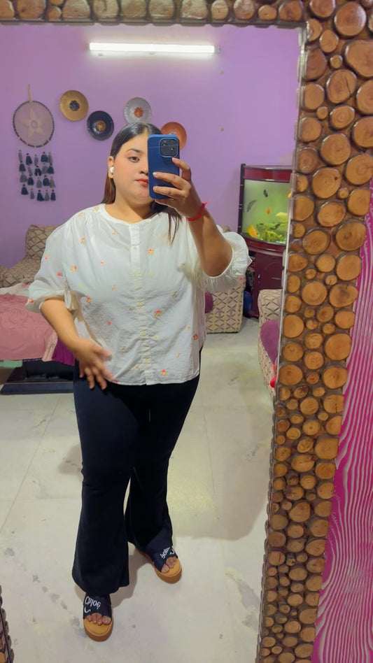 Button-Down Floral embroidered Shirt