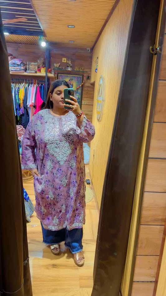 LONG CHIKANKARI KURTIS